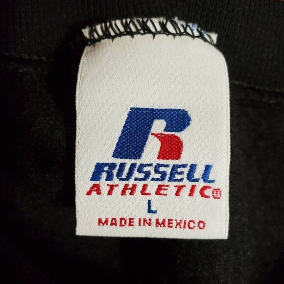 Russell Athletic Castrol Syntex Large Graphic L Vintage 90s Black Sweatshirt USA - Picture 6 of 10